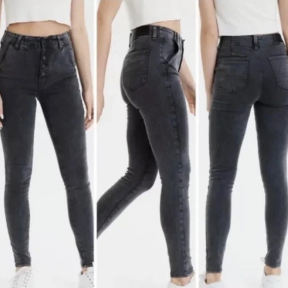 AEO American eagle outfitters highest rise jegging exposed button fly gray 0 - Picture 1 of 5